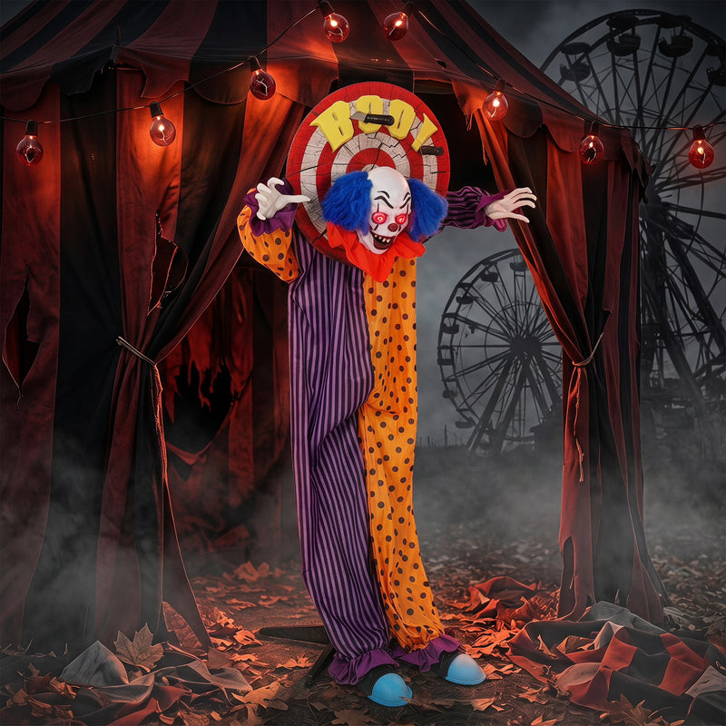167cm Animated Clown with Rotating Head, Glowing Eyes & Sound – image 2 of 9