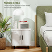 HOMCOM Nightstand with Sliding Doors and Metal Legs White Wood Effect – view 4