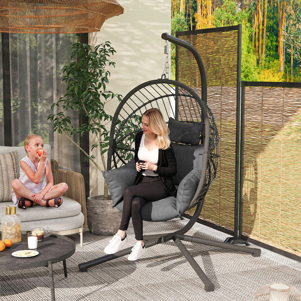 Grey hanging egg chair – image 2