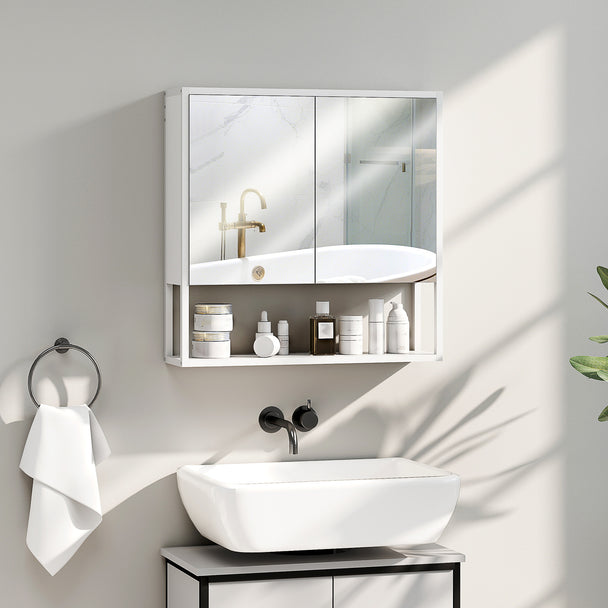White mirror cabinet with soft-close doors – image 2
