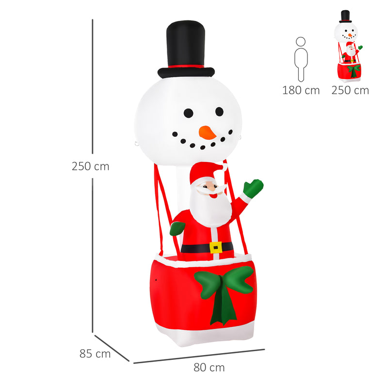 Size diagram of the 8ft Santa and snowman hot air balloon Christmas inflatable