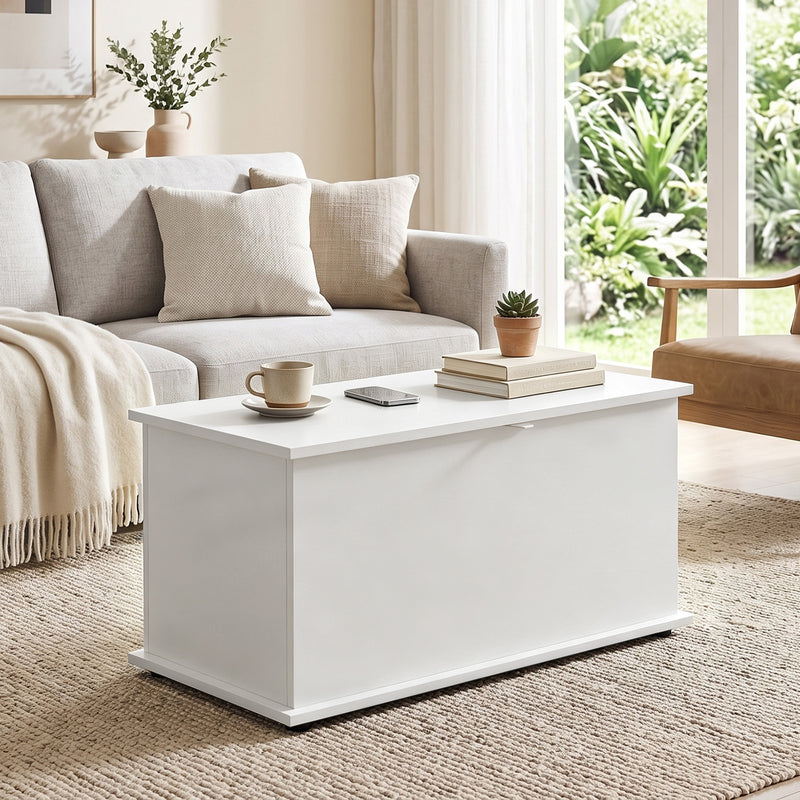 HOMCOM Storage Chest, 102L Blanket Box, Shoe Bench with Safety Hinged Lid, Bed End Bench for Bedroom, 80 x 40 x 45cm – view 7