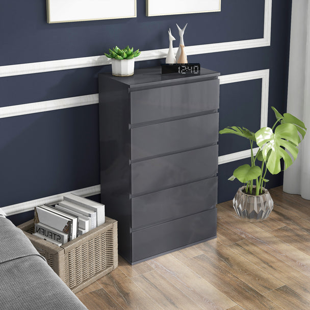5-drawer gloss grey chest – image 2