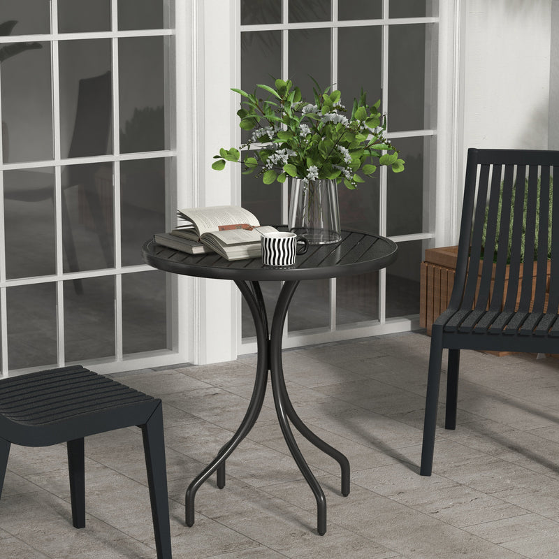 Black slatted steel table – image 2