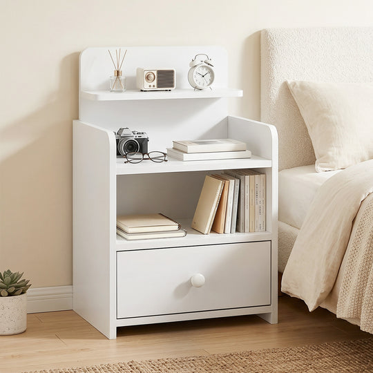 White bedside table with drawer – image 2