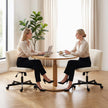 HOMCOM Imitation Linen Criss Cross Legged Desk Chair, Armless Office Chair with Wheels, Cream – view 8