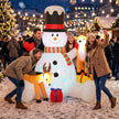7ft Snowman and Reindeer Christmas Inflatable in a festive outdoor setting