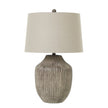 Ochre Textured Table Lamp with Linen Shade – 71cm, additional product view 2