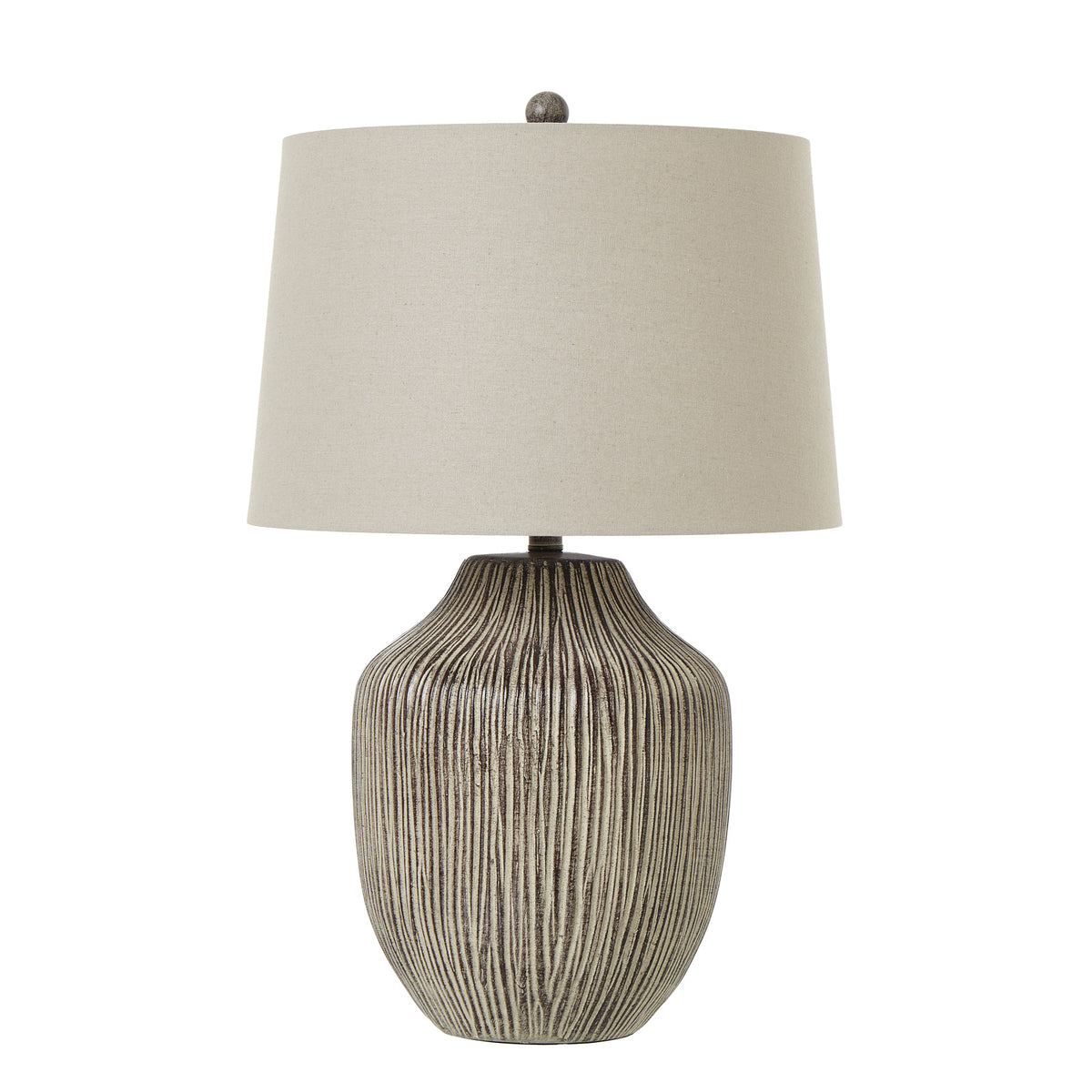 Ochre Textured Table Lamp with Linen Shade – 71cm, additional product view 2