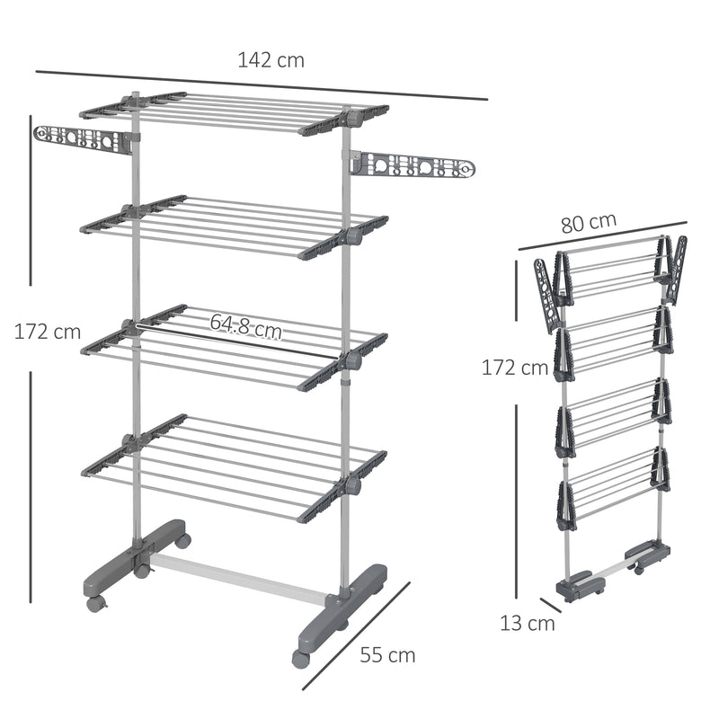4-tier clothes airer, grey – image 3