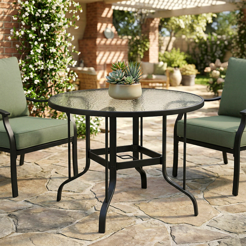 Round glass garden dining table – image 8
