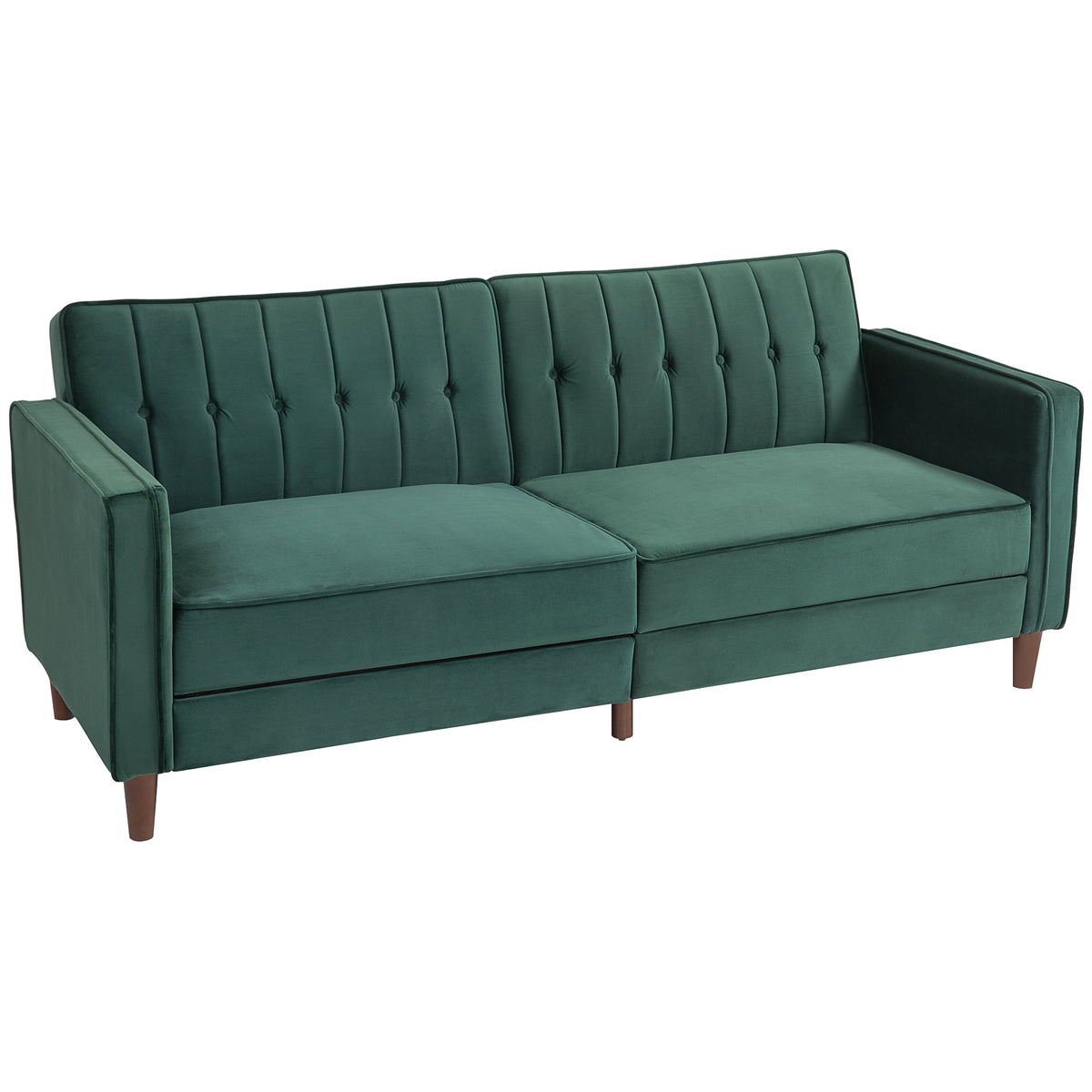 189 cm Split-Back Velvet 3-Seater Sofa Bed – Green
