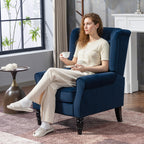 Wingback Accent Chair, Retro Upholstered Button Tufted Occasional Chair for Living Room and Bedroom, Dark Blue