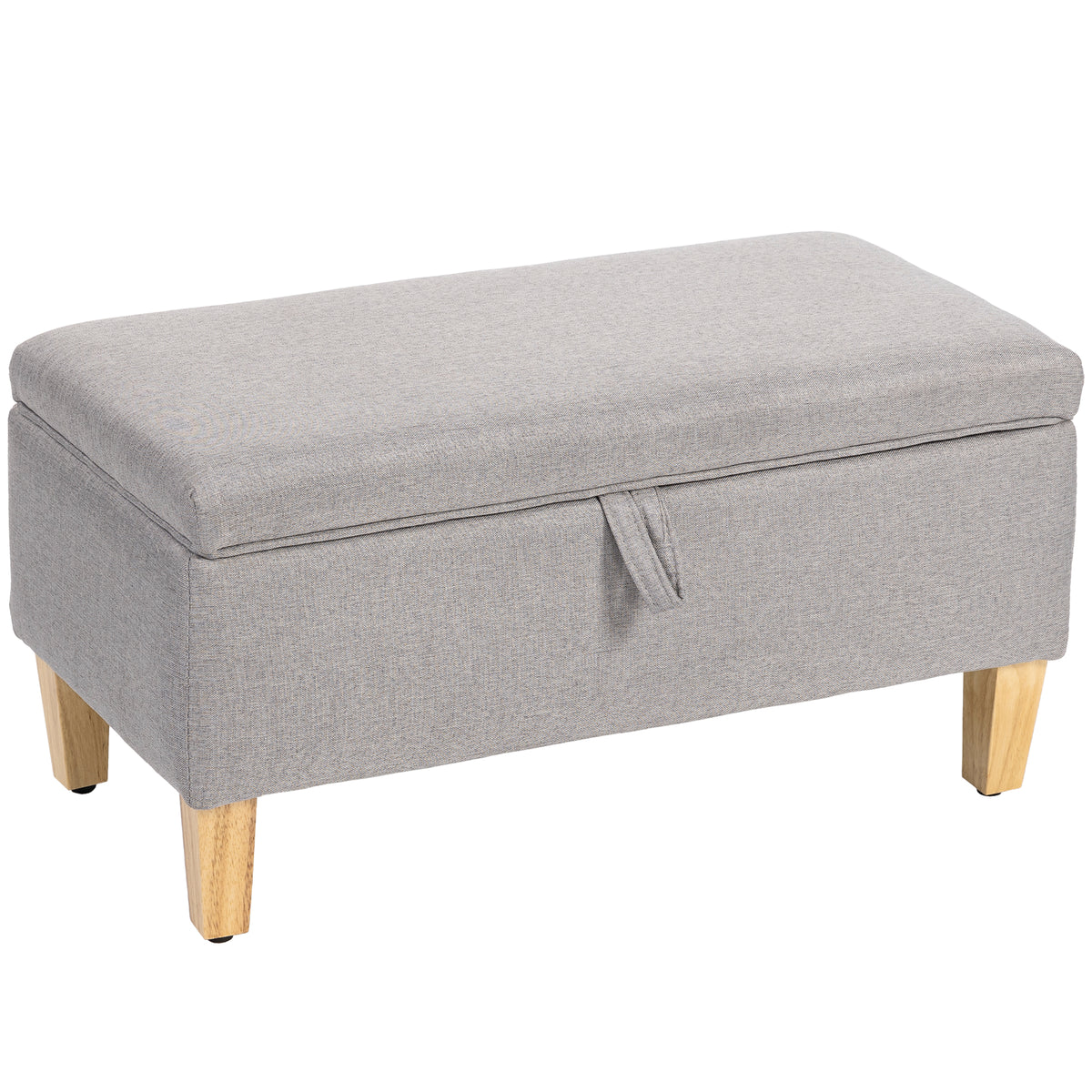 30L Padded Storage Ottoman with Wooden Legs – Light Grey