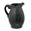 Olive green reactive glaze ceramic jug vase, front view