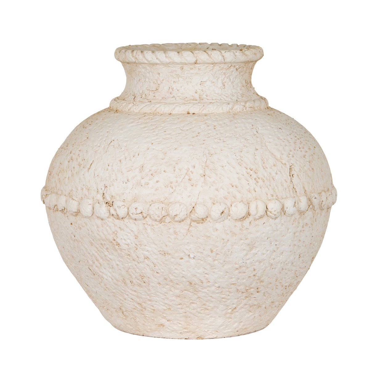 Olympia off-white textured ceramic vase, front view