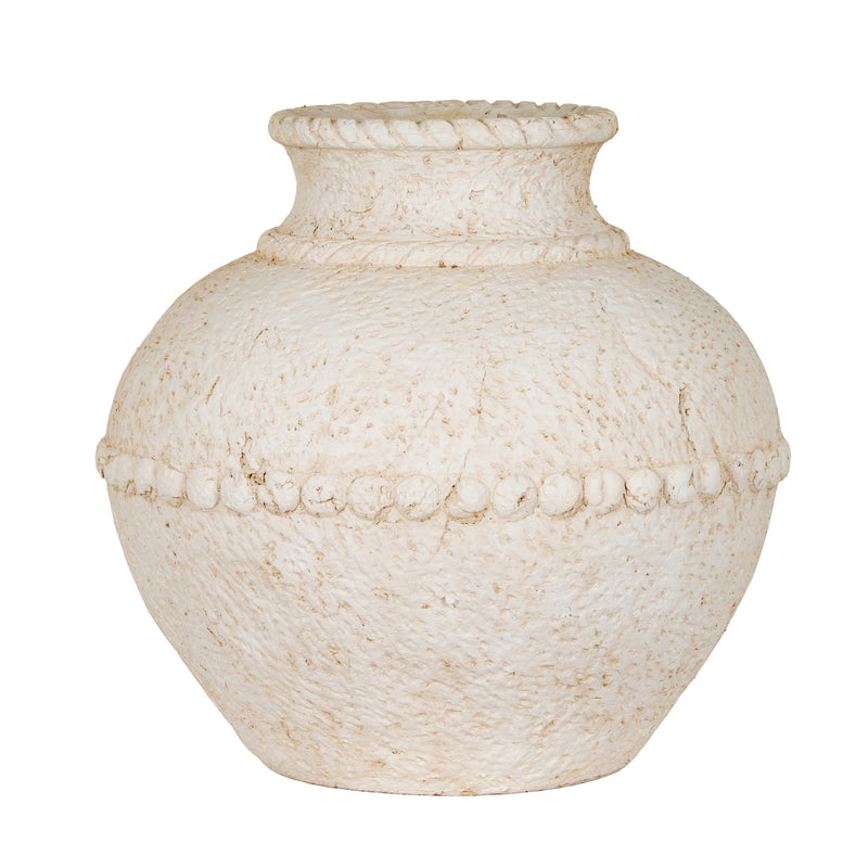 Olympia off-white textured ceramic vase, front view