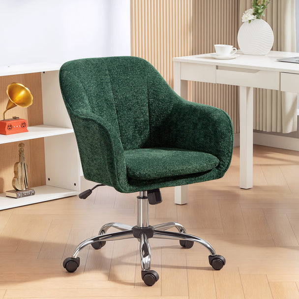 HOMCOM Snow Flannel Office Chair with Padded for Home - Dark Green – view 2