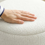 Nesting Round Ottoman with Storage Set of 2 - Cream/Grey