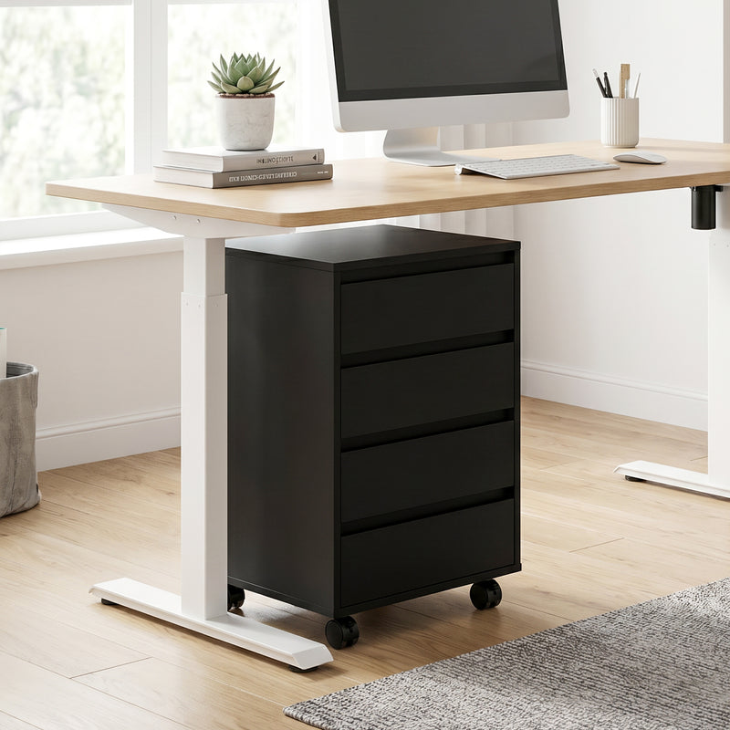 HOMCOM Four-Drawer Office Filing Cabinet, with Wheels - Black – view 10