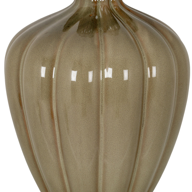 Close-up of the ribbed sage green body
