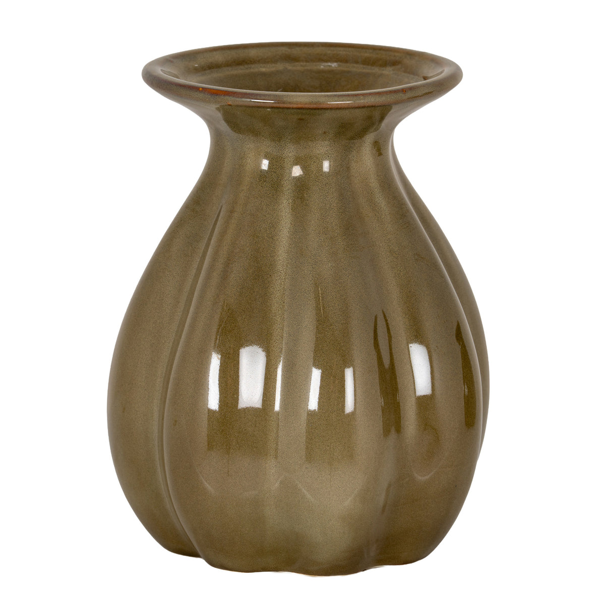 Orin large sage green ribbed ceramic bud vase