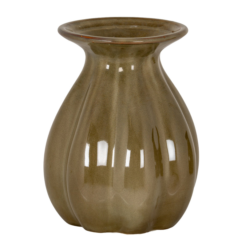 Orin large sage green ribbed ceramic bud vase