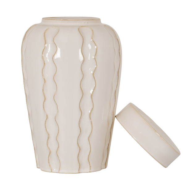 Orlune large ginger jar with its lid set to one side