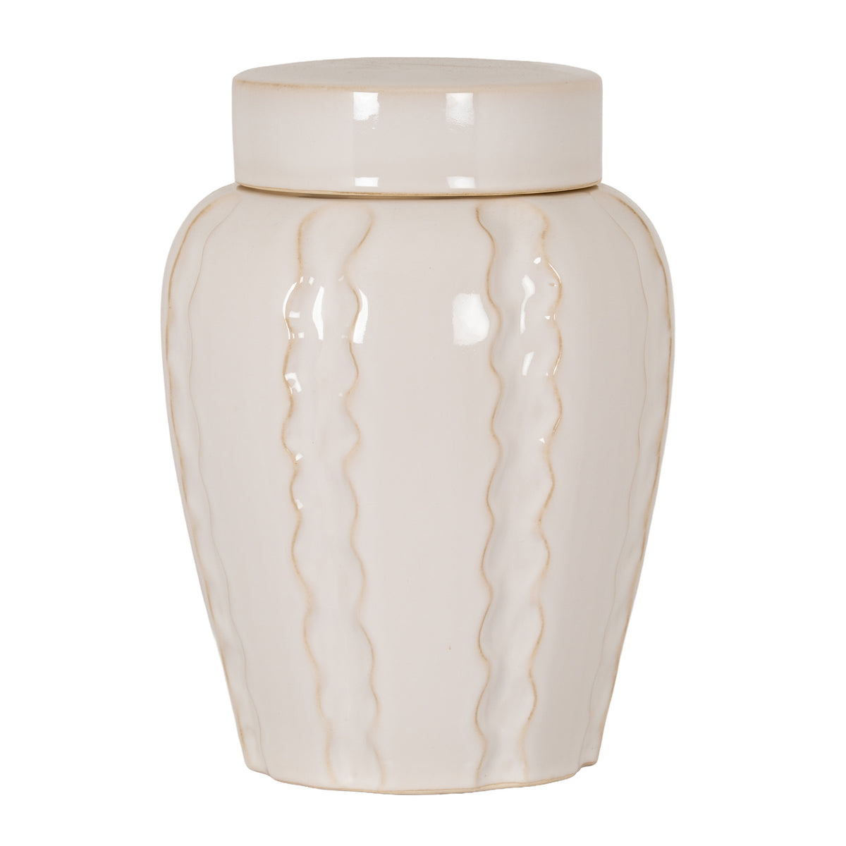 Orlune medium cream ceramic ginger jar on white