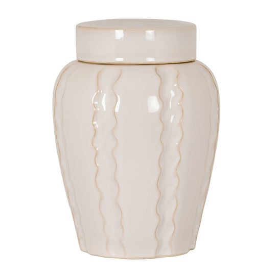 Orlune medium cream ceramic ginger jar on white