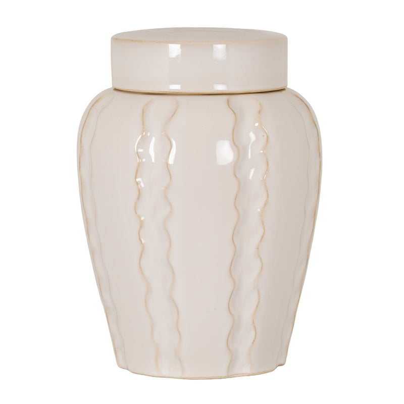 Orlune medium cream ceramic ginger jar on white