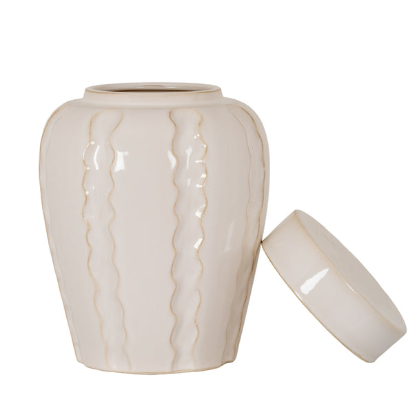 Orlune medium ginger jar with its lid set to one side