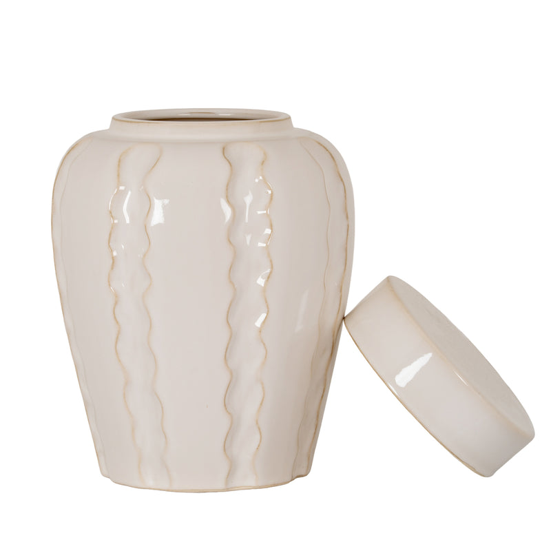 Orlune medium ginger jar with its lid set to one side