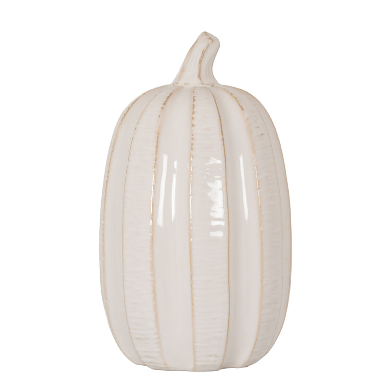 Orlune tall white glazed ceramic pumpkin