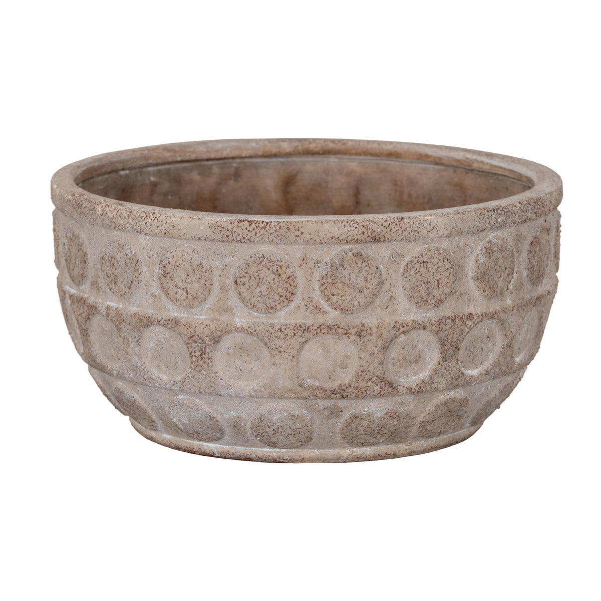 Oro medium stone-effect ceramic bowl pot on white