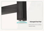 Black stand with an enlarged foot pad on a white background