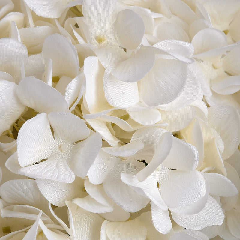 Close-up of the white hydrangea petals
