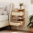 HOMCOM Set of Two Floating Bedside Tables - Oak – view 2