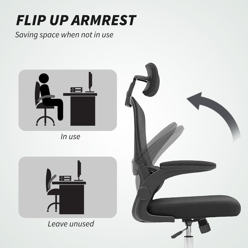 HOMCOM Mesh Back Office Chair, with Lumbar Support - Black – view 7