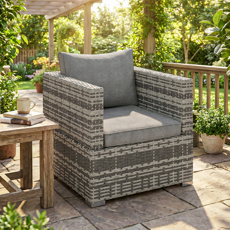 Grey rattan garden armchair – image 8