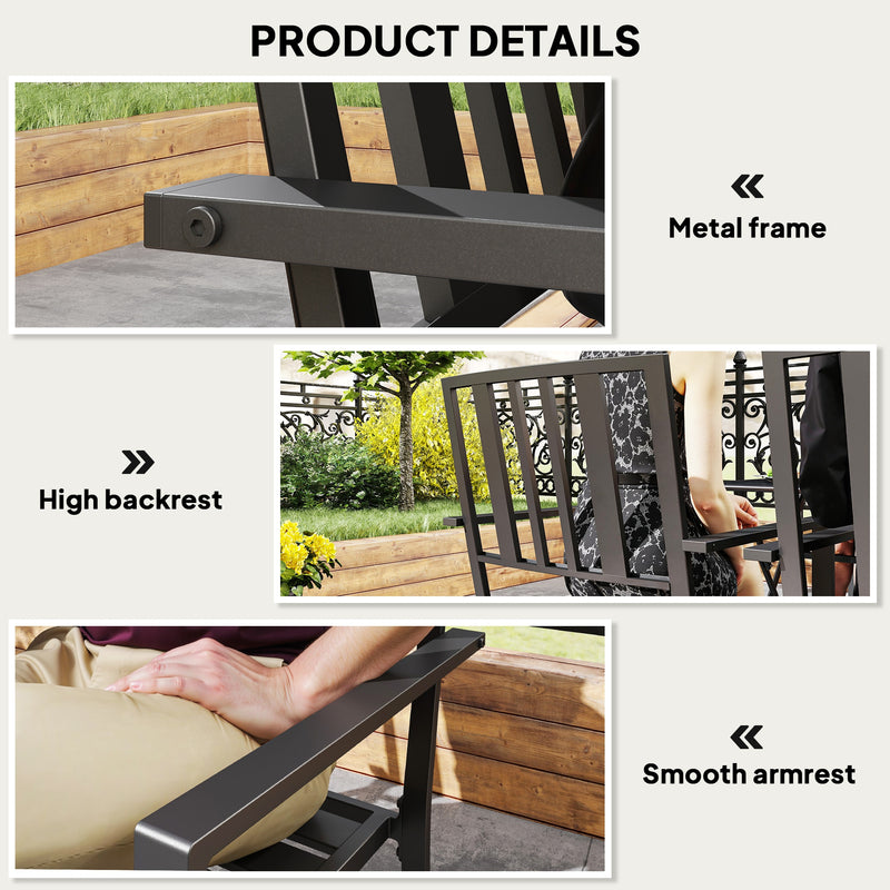 Outsunny Set of Four Minimal Metal Garden Chairs - Black – view 6