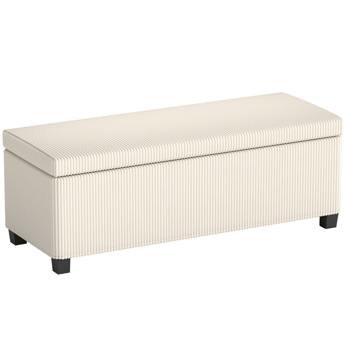112 cm 84L Corduroy Storage Ottoman Bench – Beige