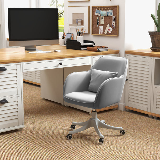 Velvet desk chair with massage pillow – image 2