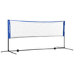 Blue and black 3 m height-adjustable badminton net on a metal frame