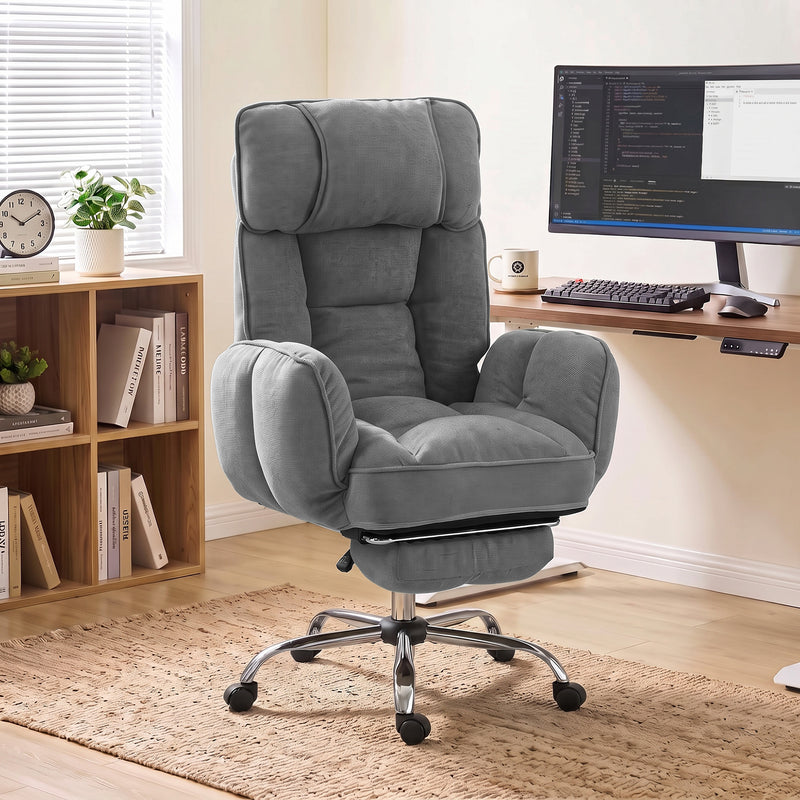 HOMCOM Executive Office Chair Height Adjustable Desk Chair Reclining Flip-up Armrest Footrest, Dark Grey – view 2