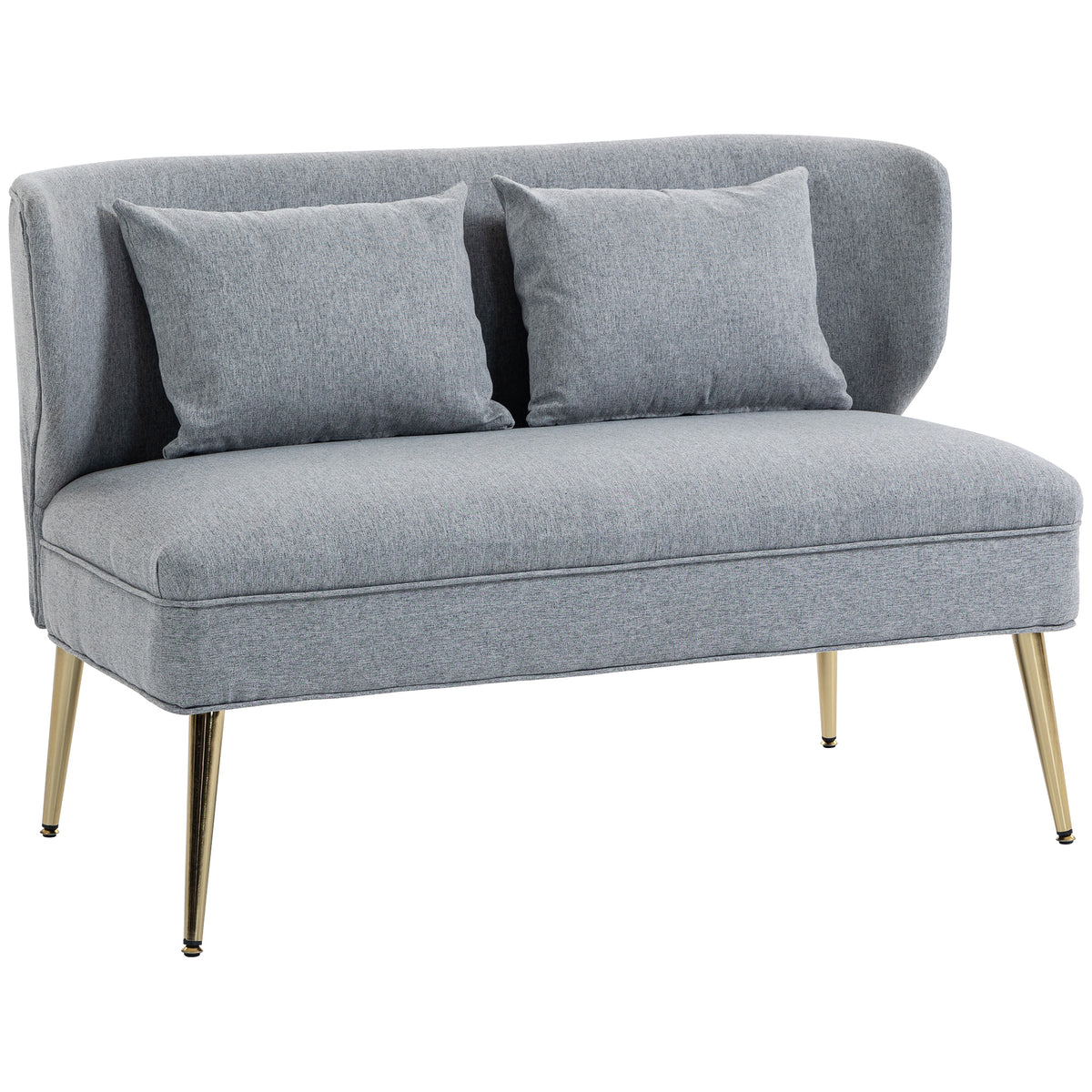 117 cm Wingback 2-Seater Sofa with Pillows – Light Grey