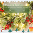 Close-up of warm white lights in the wreath