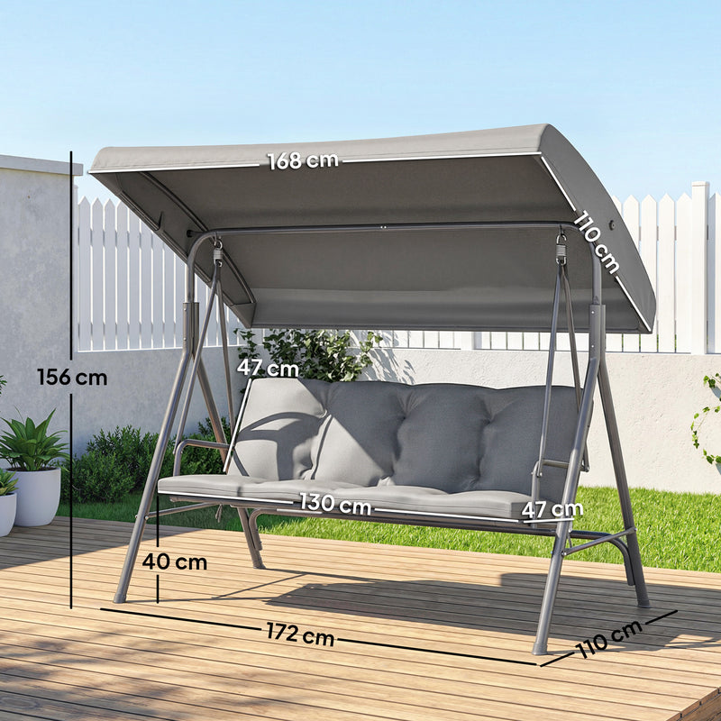 Outsunny Three-Seater Garden Swing Seat - Dark Grey – view 3