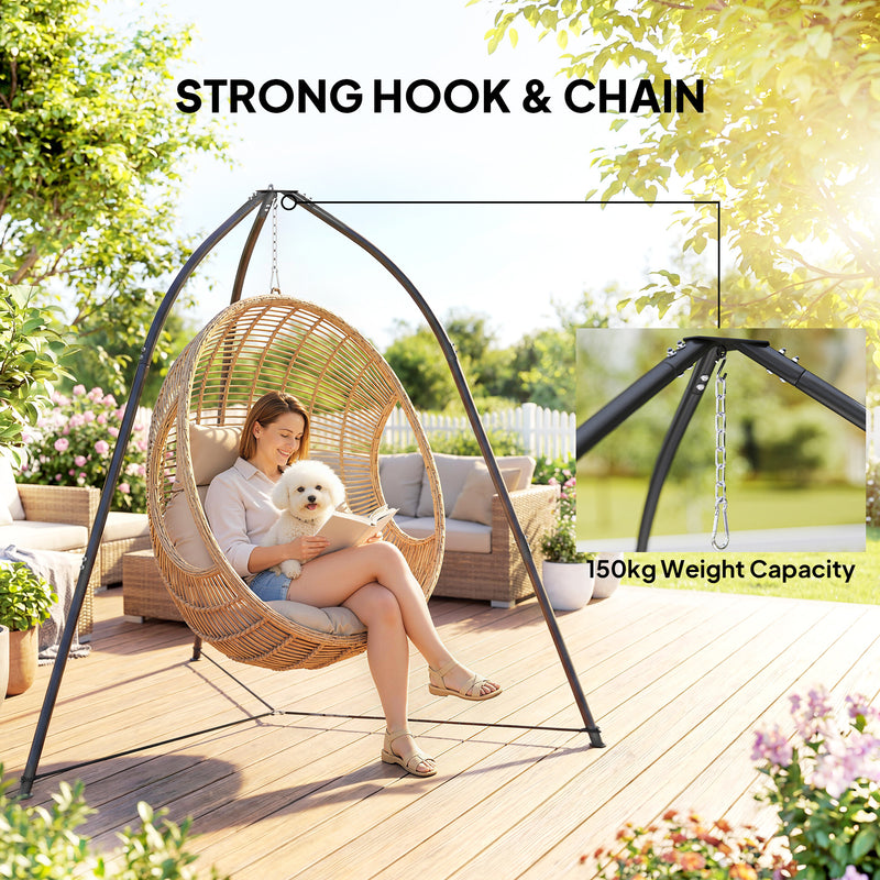 Outsunny Hammock Stand for Hanging Chair Adjustable Height Tripod Hammock Chair Stand Only with Chain, 150 kg Capacity – view 5