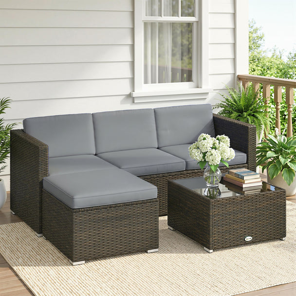 3-piece rattan sofa set, light grey – image 2
